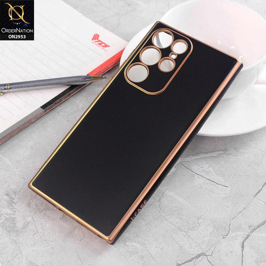 Samsung Galaxy S22 Ultra 5G Cover - Black - Soft Gold Plated Color Borders Camera Protection Back Case