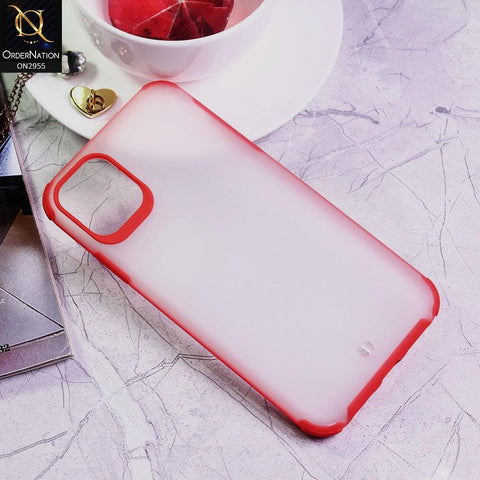 iPhone 11 Pro Max Cover - Red - Classic Soft Color Border Semi-Transparent Matte Camera Protection Case
