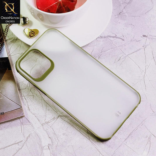 iPhone 12 Cover - Light Green - Classic Soft Color Border Semi-Transparent Matte Camera Protection Case