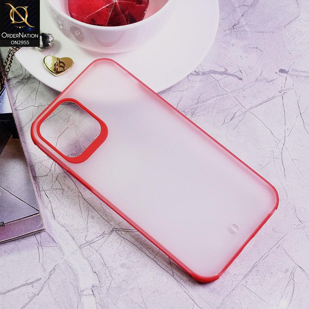 iPhone 12 Pro Cover - Red - Classic Soft Color Border Semi-Transparent Matte Camera Protection Case