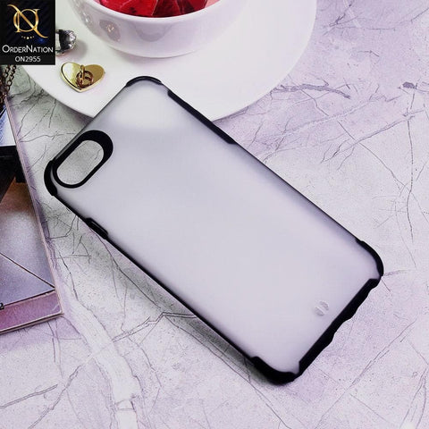 iPhone SE 2020 Cover - Black - Classic Soft Color Border Semi-Transparent Matte Camera Protection Case