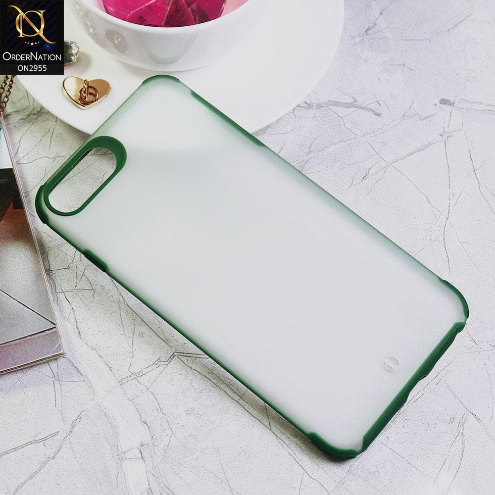 iPhone 8 Plus / 7 Plus Cover - Dark Green - Classic Soft Color Border Semi-Transparent Matte Camera Protection Case