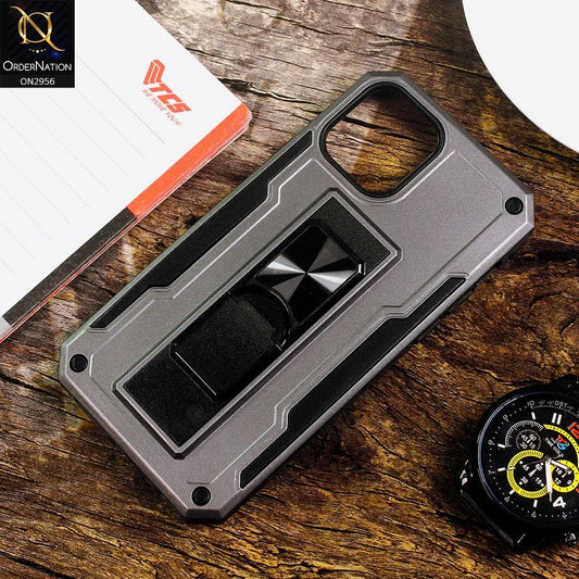 iPhone 11 Pro Cover - Gray - Heavy Duty Hybrid 2 in 1 Kick Stand Soft Protective Case