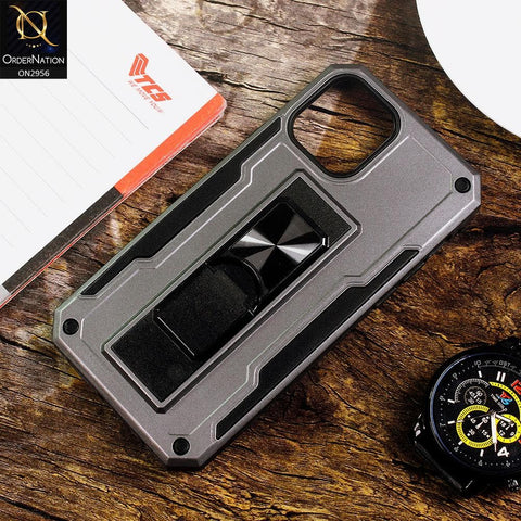 iPhone 11 Pro Cover - Gray - Heavy Duty Hybrid 2 in 1 Kick Stand Soft Protective Case