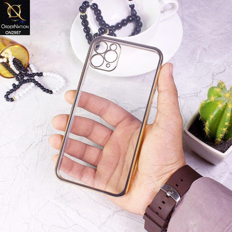 iPhone 11 Pro Max Cover - Golden - J-Case Soft Color Borders Camera Protection Clear Back Case