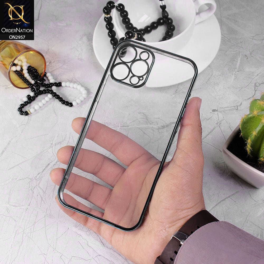 iPhone 13 Pro Cover - Black - J-Case Soft Color Borders Camera Protection Clear Back Case