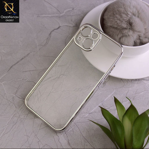 iPhone 14 Cover - Silver -J-Case Soft Color Borders Camera Protection Clear Back Case