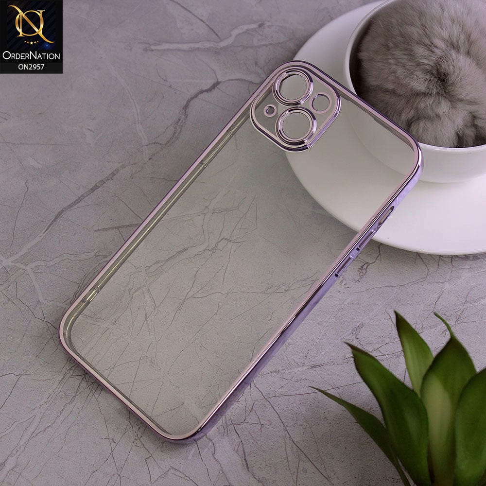 iPhone 14 Plus Cover - Purple -J-Case Soft Color Borders Camera Protection Clear Back Case