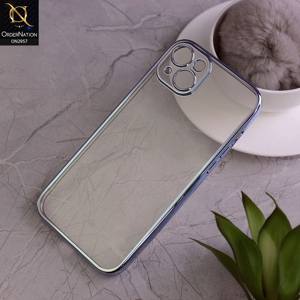 iPhone 14 Plus Cover - Sierra Blue -J-Case Soft Color Borders Camera Protection Clear Back Case