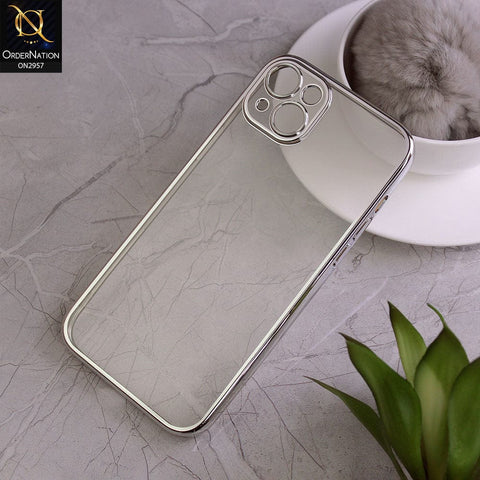 iPhone 14 Plus Cover - Silver -J-Case Soft Color Borders Camera Protection Clear Back Case