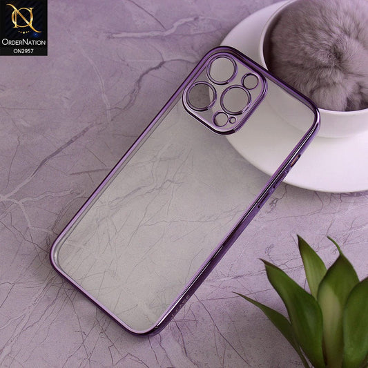 iPhone 14 Pro Max Cover - Purple -J-Case Soft Color Borders Camera Protection Clear Back Case