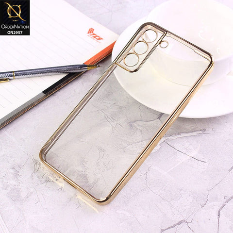 Samsung Galaxy S21 Cover - Golden - J-Case Soft Color Borders Camera Protection Clear Back Case