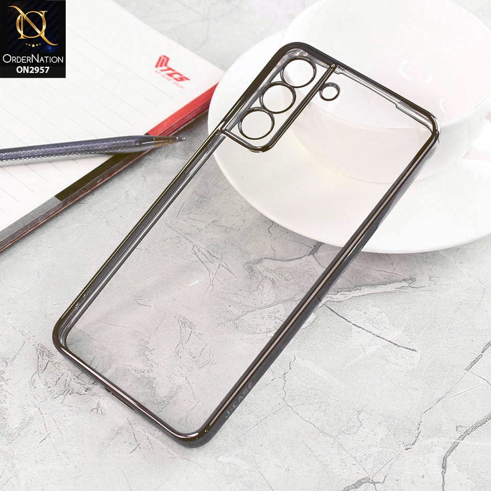 Samsung Galaxy S21 Cover - Black - J-Case Soft Color Borders Camera Protection Clear Back Case
