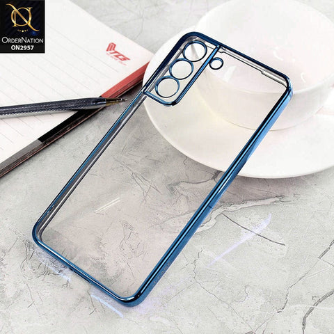 Samsung Galaxy S21 Plus 5G Cover - Blue - J-Case Soft Color Borders Camera Protection Clear Back Case