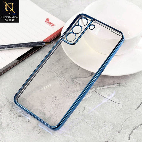 Samsung Galaxy S22 5G Cover - Blue - J-Case Soft Color Borders Camera Protection Clear Back Case