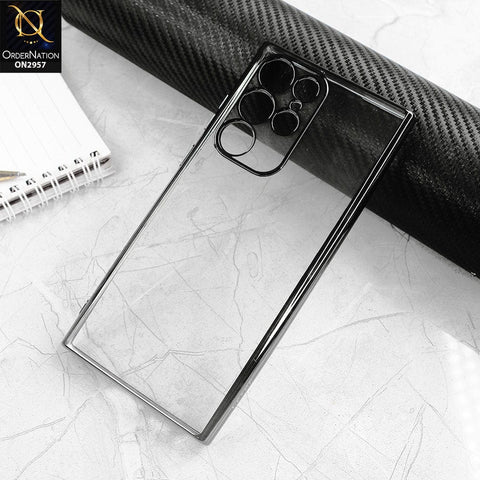 Samsung Galaxy S22 Ultra 5G Cover - Black - J-Case Soft Color Borders Camera Protection Clear Back Case