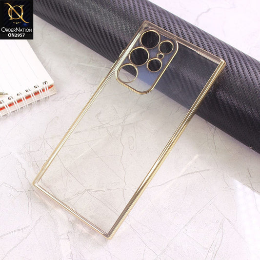 Samsung Galaxy S22 Ultra 5G Cover - Golden - J-Case Soft Color Borders Camera Protection Clear Back Case