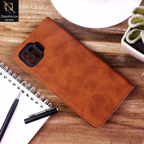 Oppo F17 Pro Cover - Brown - V2 Elegent Leather Wallet Flip book Card Slots Case
