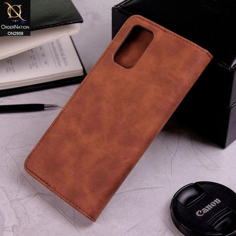 Oppo A95 4G Cover - Brown - Elegent Leather Wallet Flip book Card Slots Case