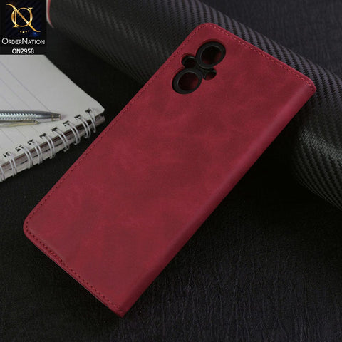 Oppo Reno 7 Lite Cover - Red - Elegent Leather Wallet Flip book Card Slots Case