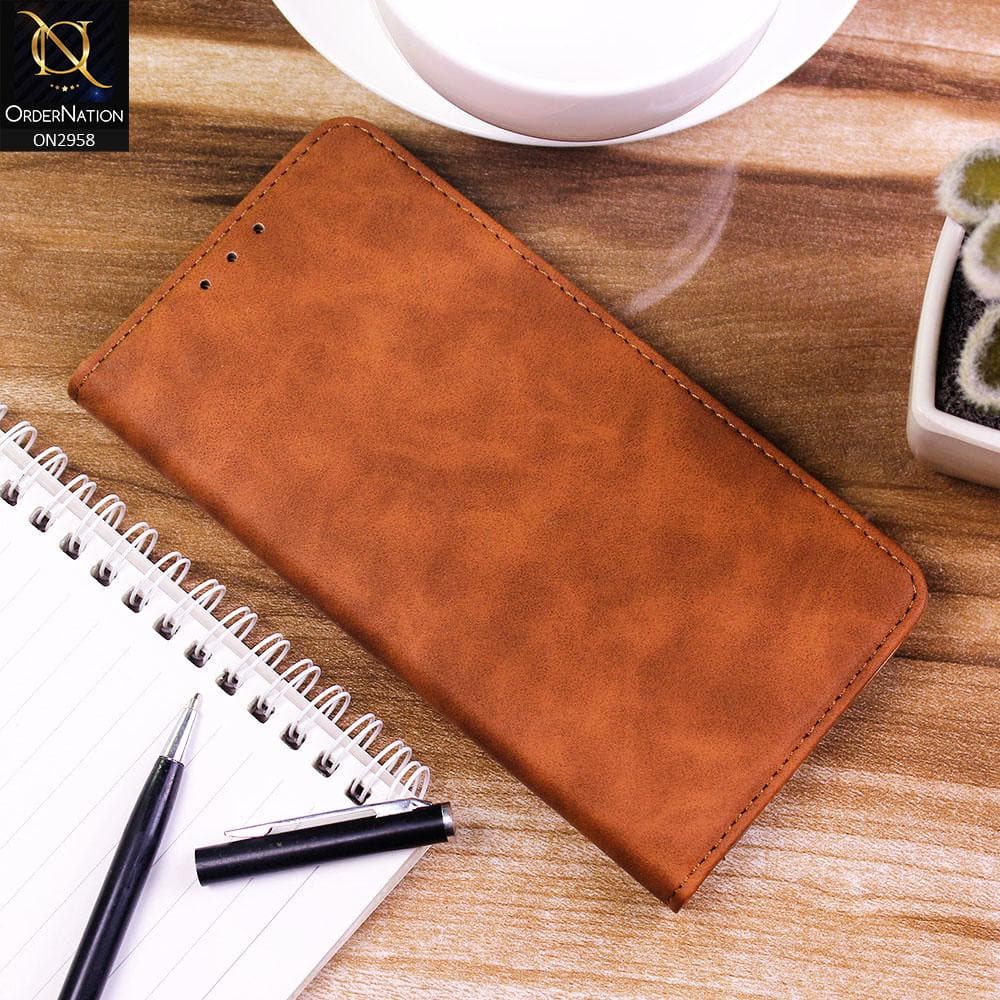 iPhone 12 Pro Max Cover - Brown - Elegent Leather Wallet Flip book Card Slots Case