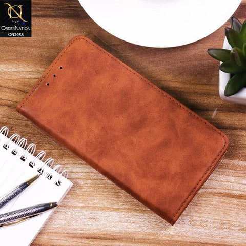 iPhone 13 Cover - Brown - Elegent Leather Wallet Flip book Card Slots Case