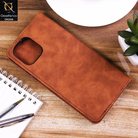 Xiaomi Mi 11 Lite Cover - Brown - Elegent Leather Wallet Flip book Card Slots Case
