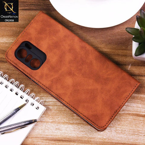 Xiaomi Redmi K40 Pro Cover - Brown - Elegent Leather Wallet Flip book Card Slots Case