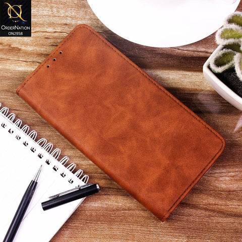 Samsung Galaxy Note 10 Lite Cover - Brown - Elegent Leather Wallet Flip book Card Slots Case