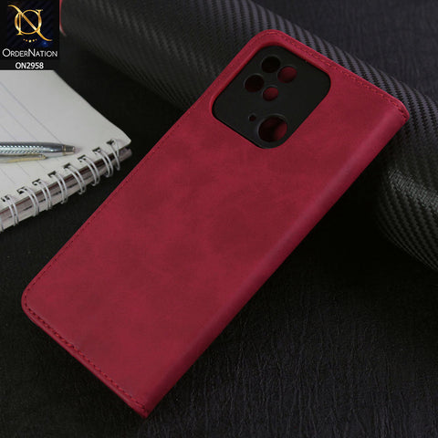 Xiaomi Redmi 10C Cover - Red - Elegent Leather Wallet Flip book Card Slots Case