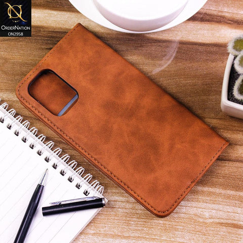 Xiaomi Redmi Note 10S Cover - Brown - Elegent Leather Wallet Flip book Card Slots Case