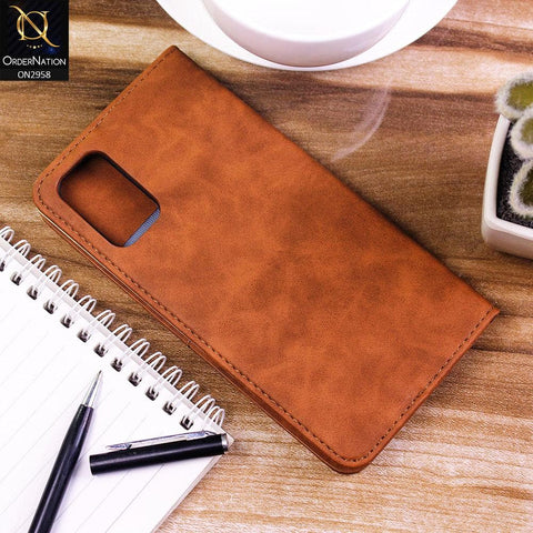 Xiaomi Redmi Note 10 5G Cover - Brown - Elegent Leather Wallet Flip book Card Slots Case