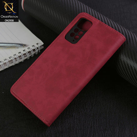 Xiaomi Redmi Note 11S Cover - Red - Elegent Leather Wallet Flip book Card Slots Case