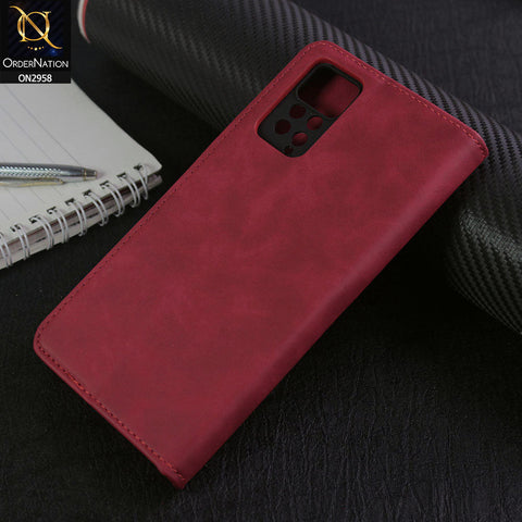 Xiaomi Redmi Note 11E Pro Cover - Red - Elegent Leather Wallet Flip book Card Slots Case