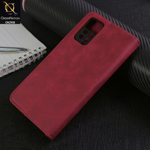 Xiaomi Redmi Note 11 Pro Cover - Red - Elegent Leather Wallet Flip book Card Slots Case