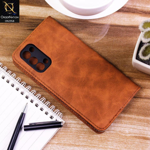 Oppo Find X3 Lite Cover - Brown - Elegent Leather Wallet Flip book Card Slots Case