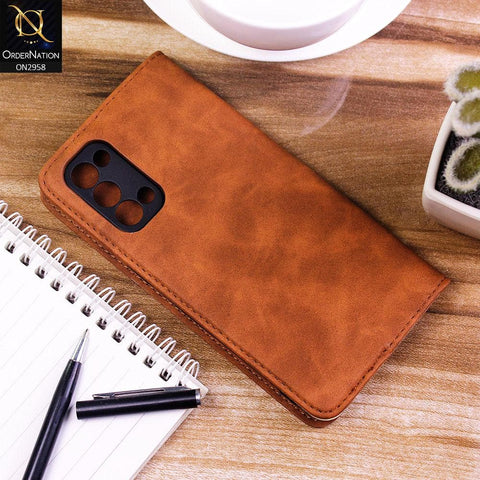 Oppo Reno 5 4G Cover - Brown - Elegent Leather Wallet Flip book Card Slots Case