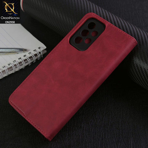 Samsung Galaxy A33 5G Cover - Red - Elegent Leather Wallet Flip book Card Slots Case