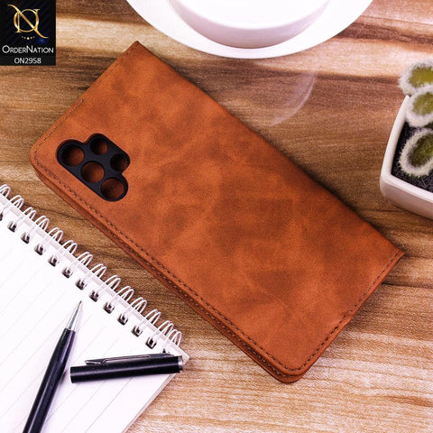 Samsung Galaxy A32 4G Cover - Brown - V2 Elegent Leather Wallet Flip book Card Slots Case