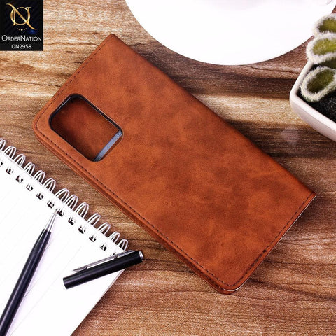 Samsung Galaxy A52s 5G Cover - Brown - Elegent Leather Wallet Flip book Card Slots Case