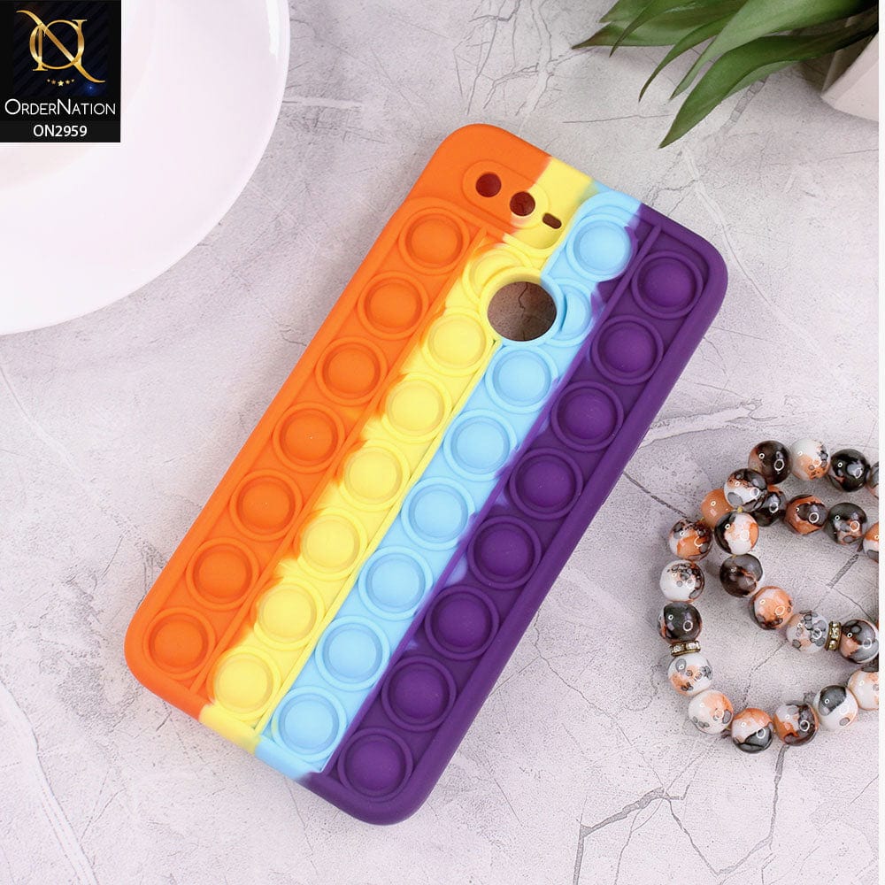 Oppo A7 Cover - Orange - Trendy Fidget Stress Relief Bubble Soft Case