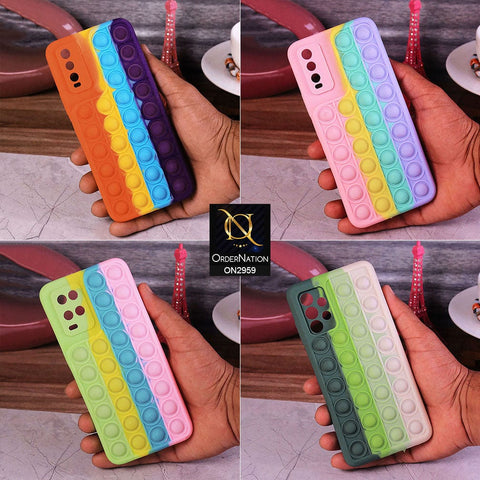 Vivo Y20s Cover - Orange - Trendy Fidget Stress Relief Bubble Soft Case