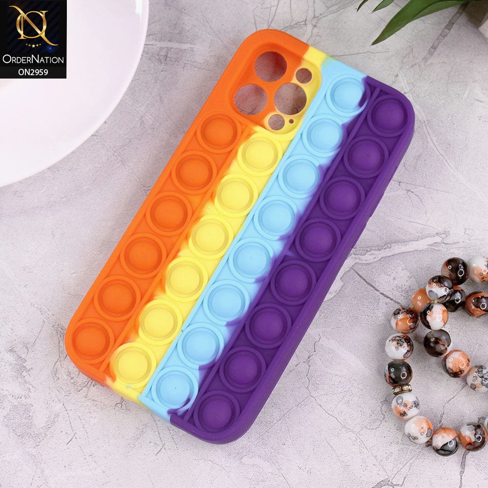 iPhone 12 Pro Cover - Orange - Trendy Fidget Stress Relief Bubble Soft Case