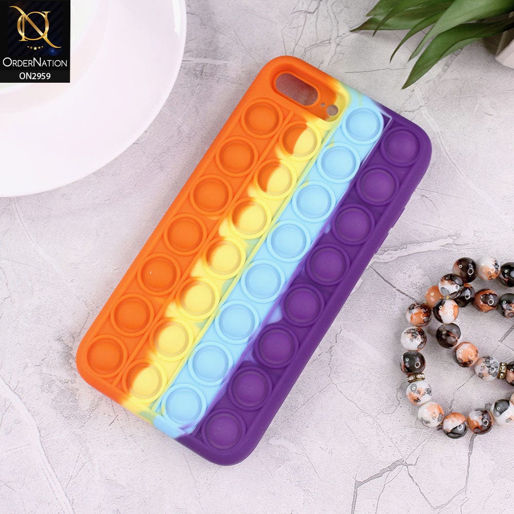 iPhone 8 Plus / 7 Plus Cover - Orange - Trendy Fidget Stress Relief Bubble Soft Case