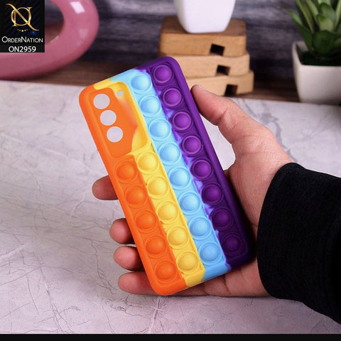 Samsung Galaxy S21 5G Cover - Orange - Trendy Fidget Stress Relief Bubble Soft Case
