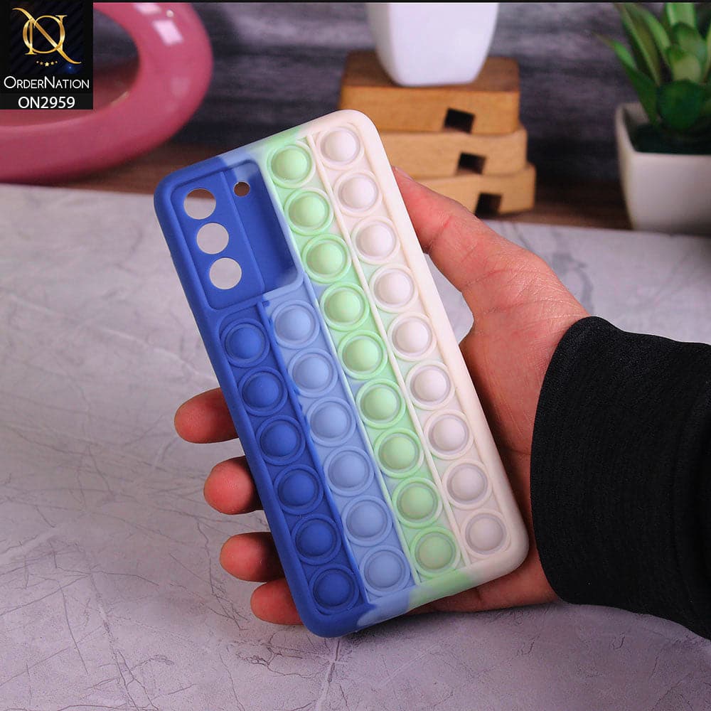 Samsung Galaxy S21 Plus 5G Cover - Blue - Trendy Fidget Stress Relief Bubble Soft Case