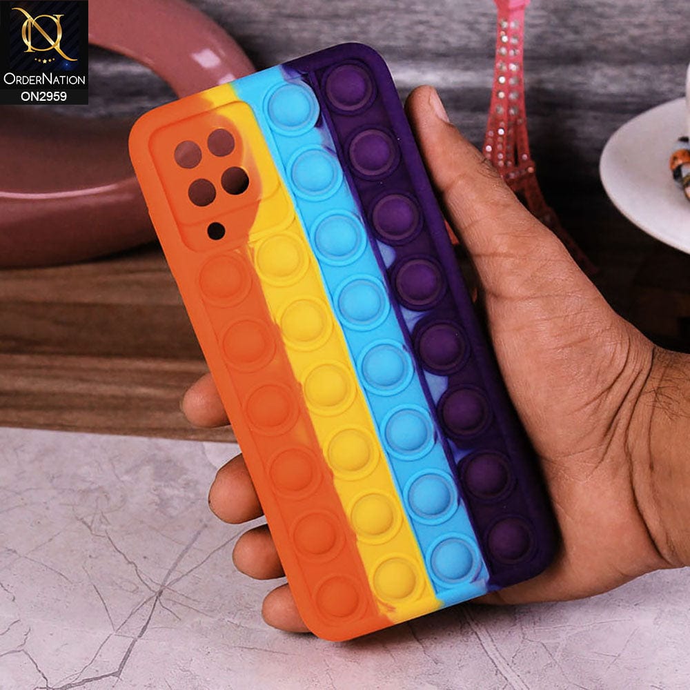 Samsung Galaxy A12 Nacho Cover - Orange - Trendy Fidget Stress Relief Bubble Soft Case