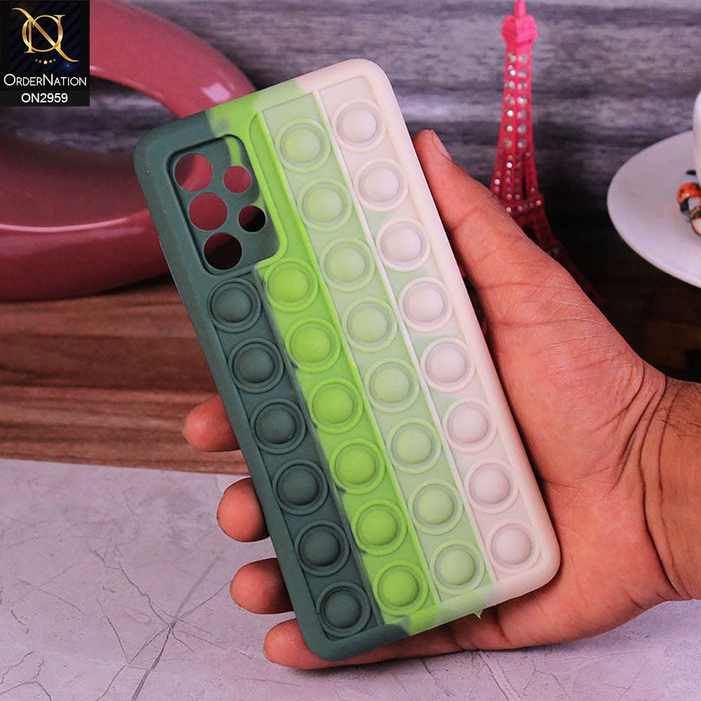 Samsung Galaxy A72 Cover - Dark Green - Trendy Fidget Stress Relief Bubble Soft Case