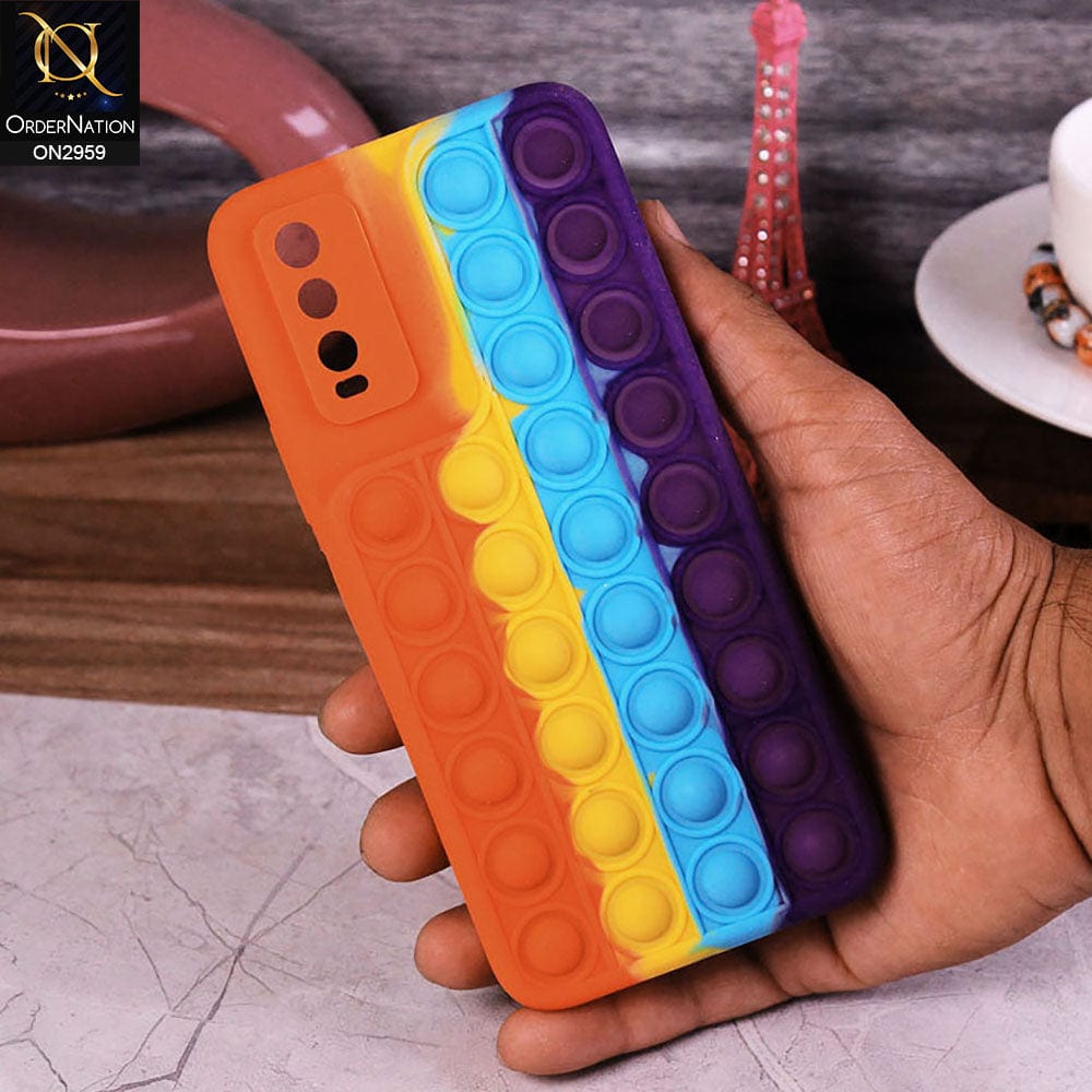 Vivo Y20s Cover - Orange - Trendy Fidget Stress Relief Bubble Soft Case