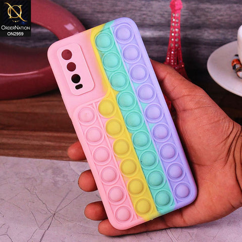 Vivo Y20A Cover - Pink - Trendy Fidget Stress Relief Bubble Soft Case